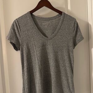 Gray V-Neck Women's Top